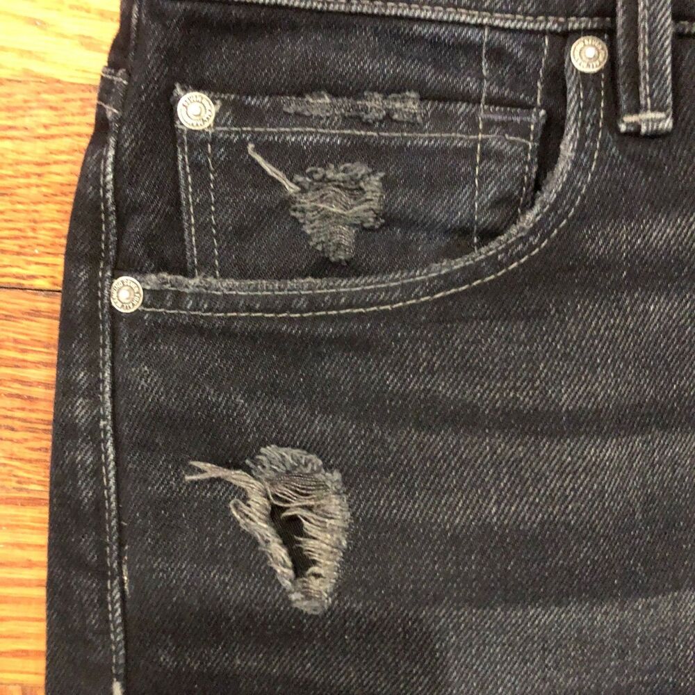 7 For All Mankind Men's Adrien Skinny Jeans Size 32x32 Black/Dark Gray Distress - Picture 4 of 5
